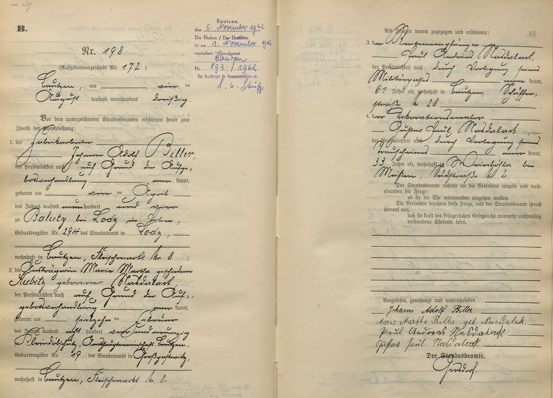 Blick in das Heiratsregister von 1930 Blick in das Heiratsregister von 1930
